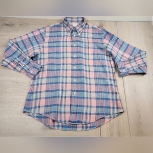 Brooks Brothers Shirt Mens XL Multicolor Long Sleeve Button Down Plaid All Linen